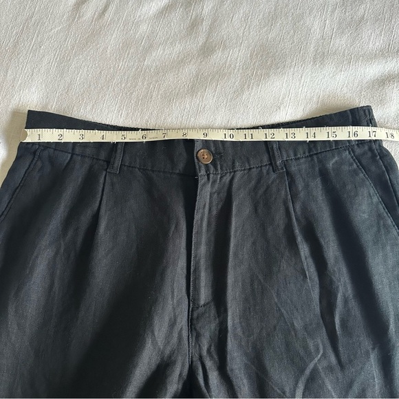 Lands End Womens Black High Rise Wide Leg Linen Pants Sz 14 Minimalist Office - Picture 13 of 13